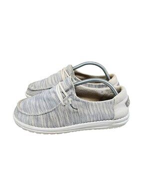 Hey Dude Shoes Womens 11 Wendy Sox Glacier Grey Lightweight Canvas Slip-On *Read